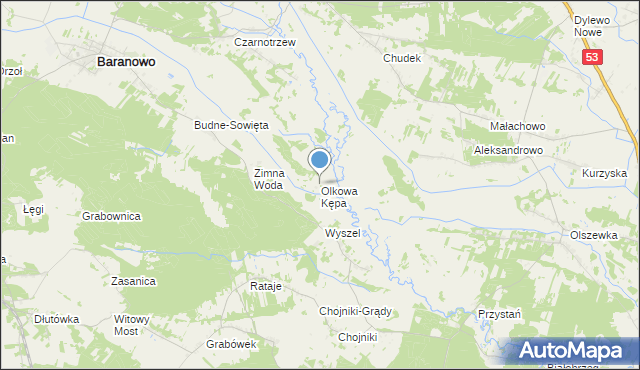 mapa Olkowa Kępa, Olkowa Kępa na mapie Targeo